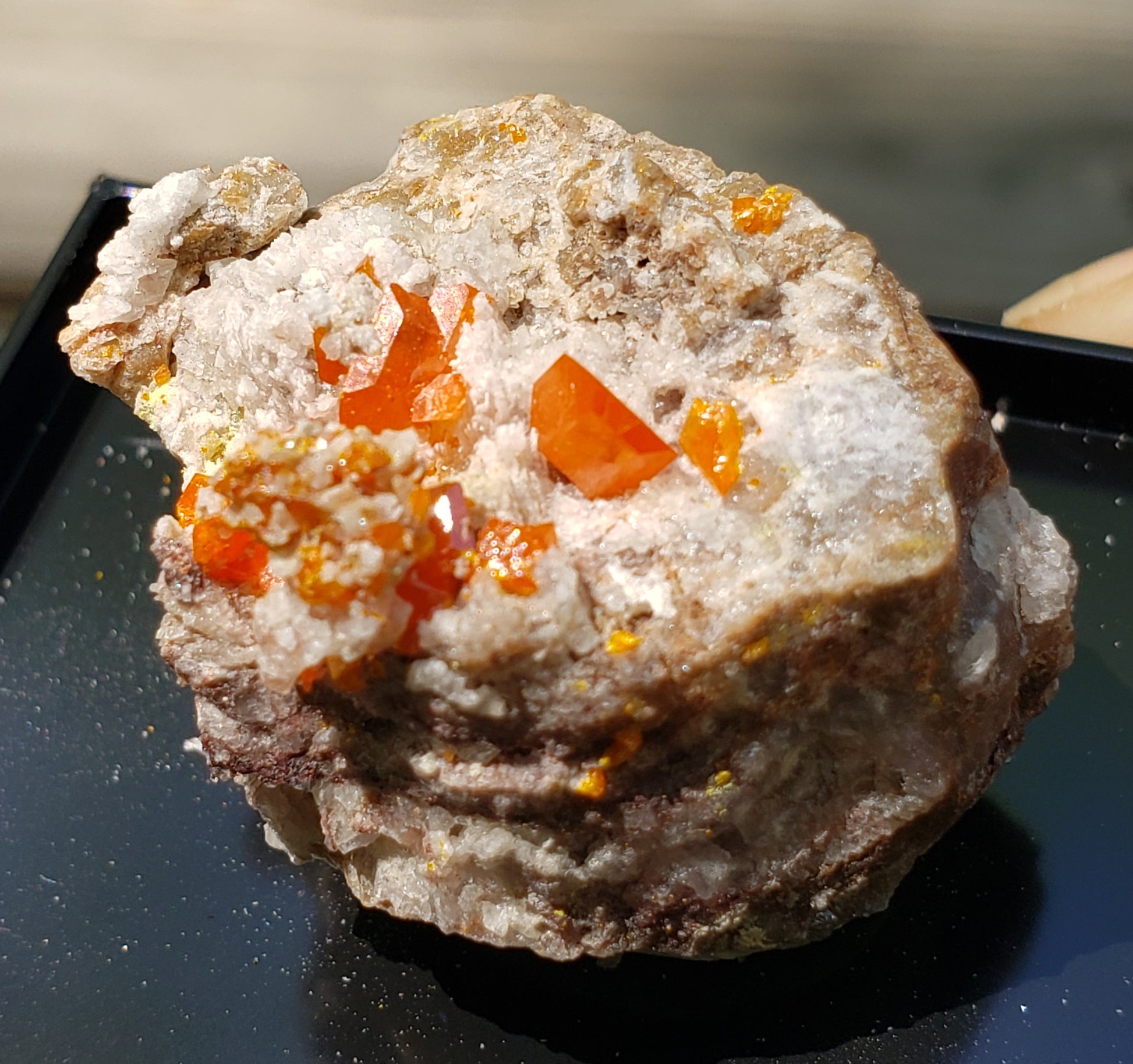 Close-up of Red Cloud Wulfenite on Matrix, Arizona. SP226-1