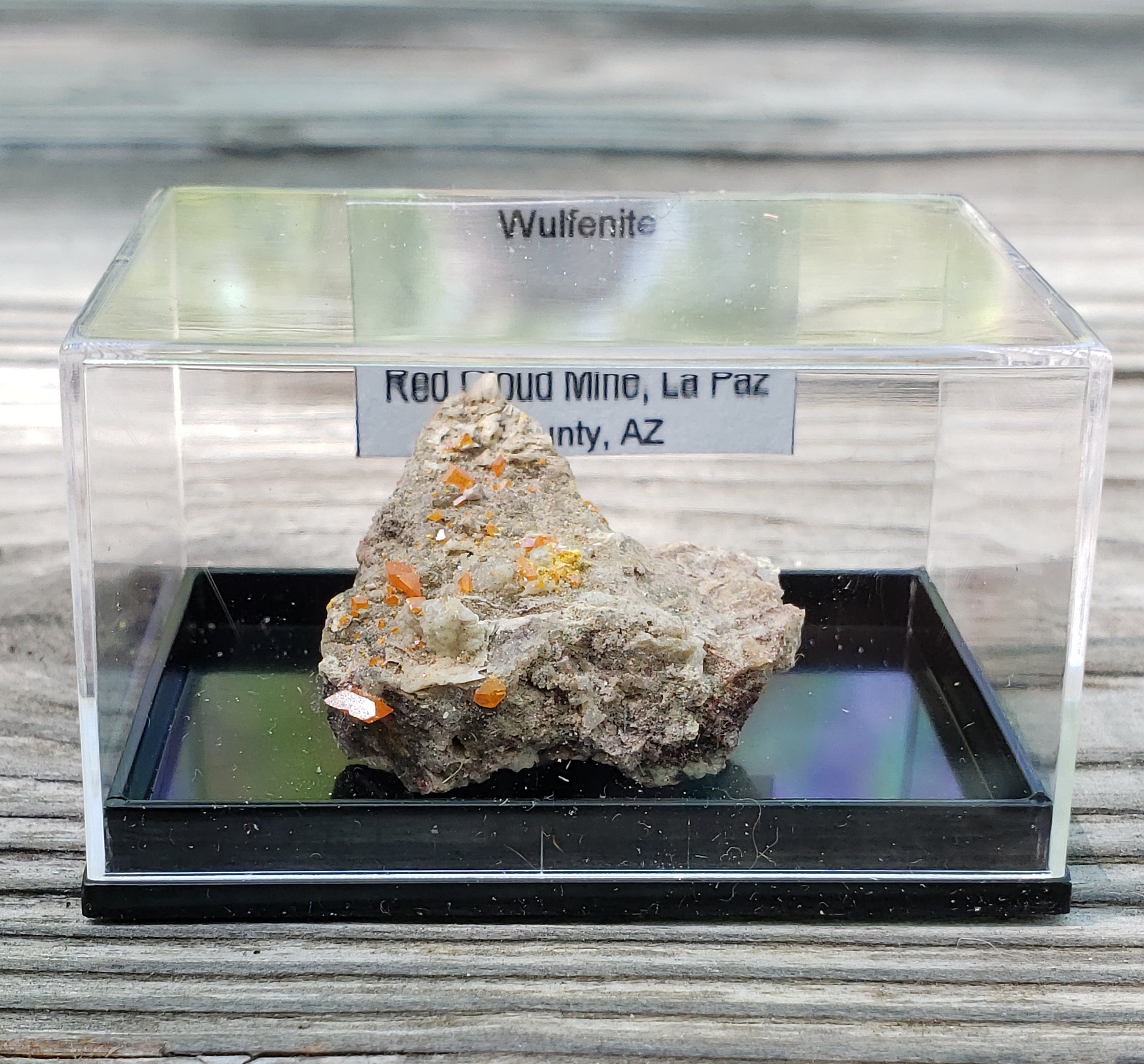 Red Cloud Wulfenite on Matrix, Arizona, Perky Box. SP229