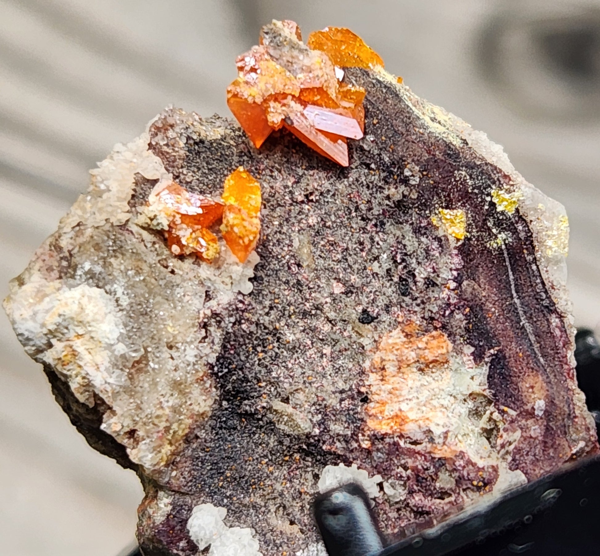 Close-up of Red Cloud Wulfenite on Matrix, Arizona. SP245-1