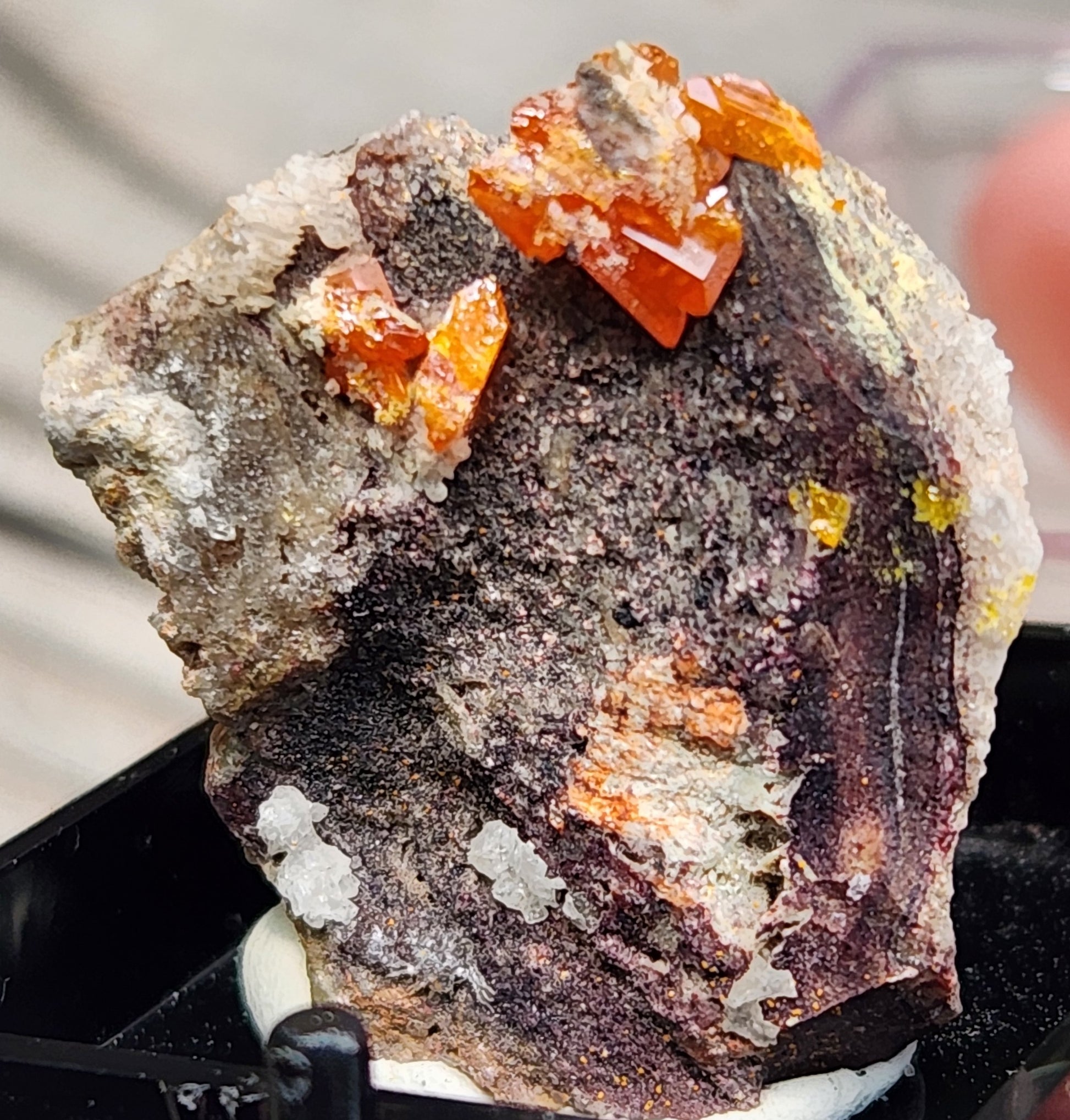 Close-up of Red Cloud Wulfenite on Matrix, Arizona. SP245-4