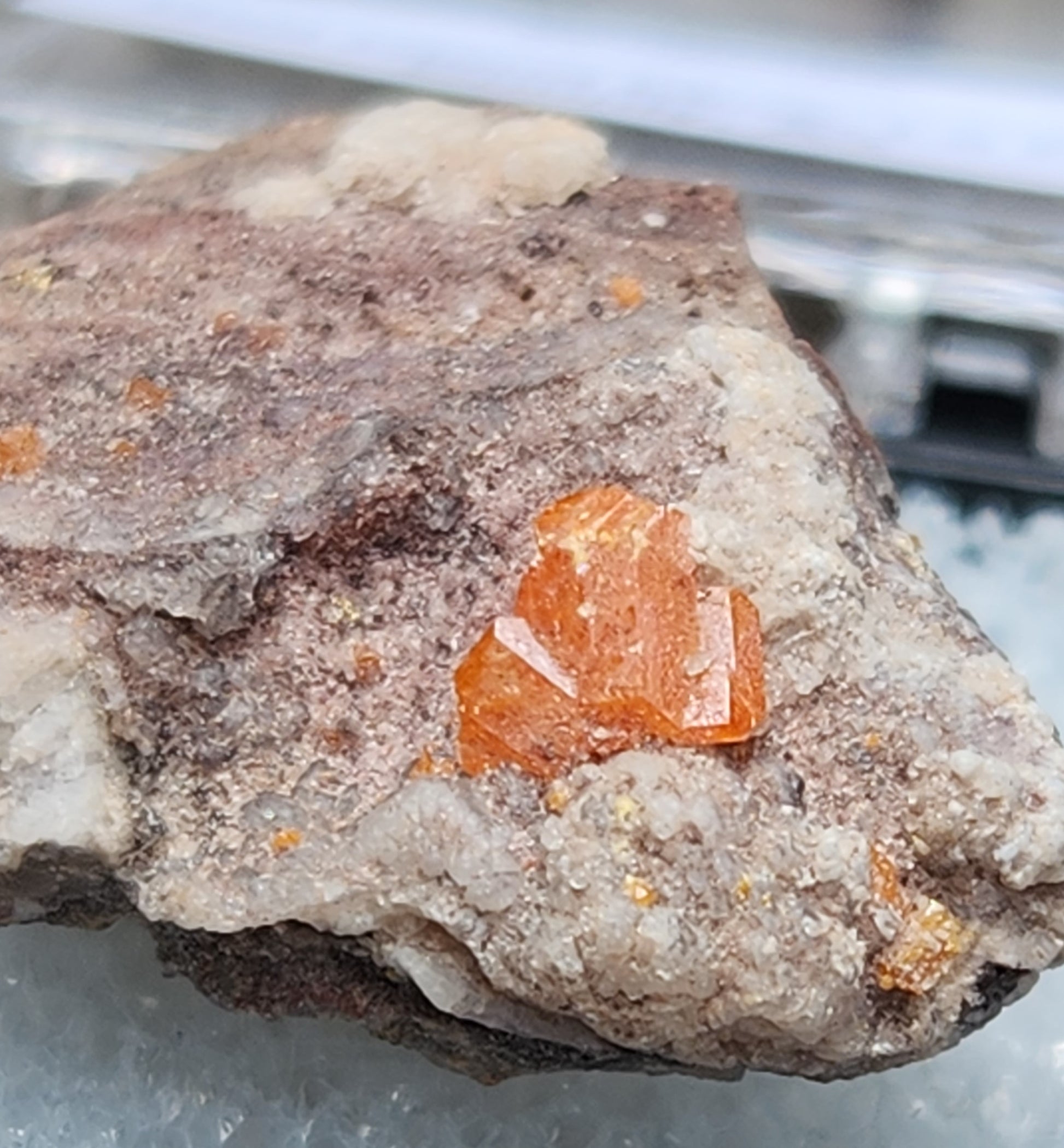 Close-up of Red Cloud Wulfenite on Matrix, Arizona. SP252-1