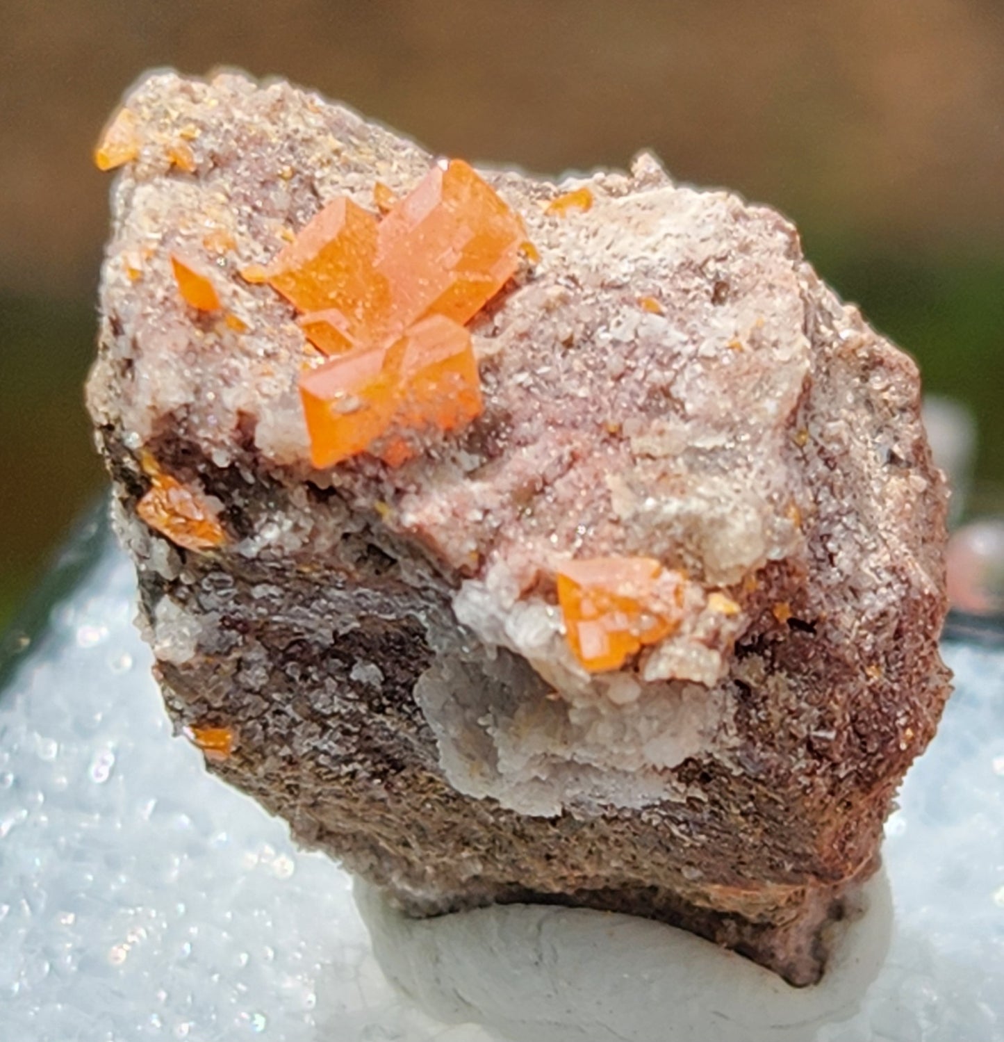 Close Up Red Cloud Wulfenite on Matrix, Arizona, Thumbnail. SP260-2