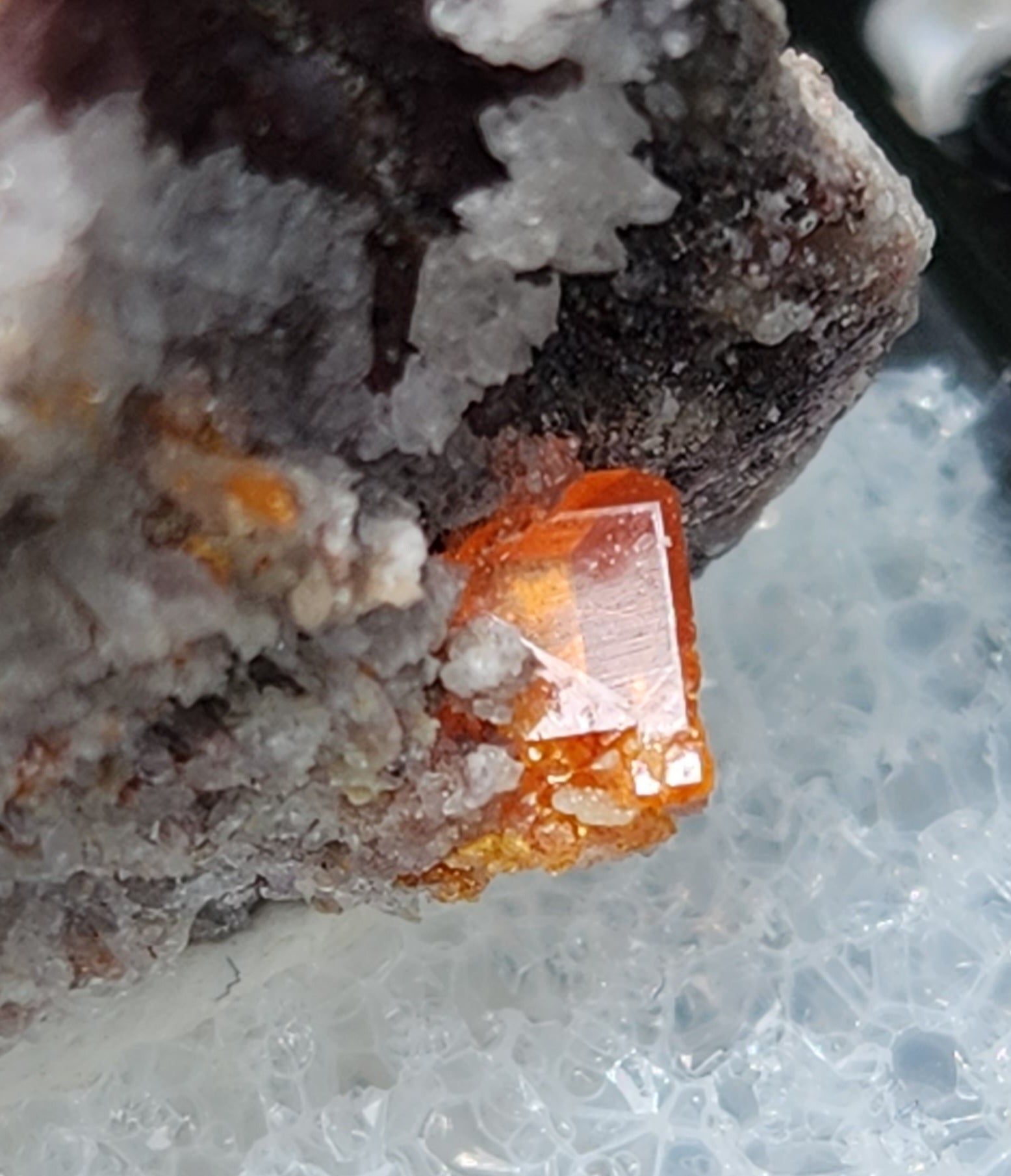 Close-up of Red Cloud Wulfenite on Matrix, Arizona. SP262
