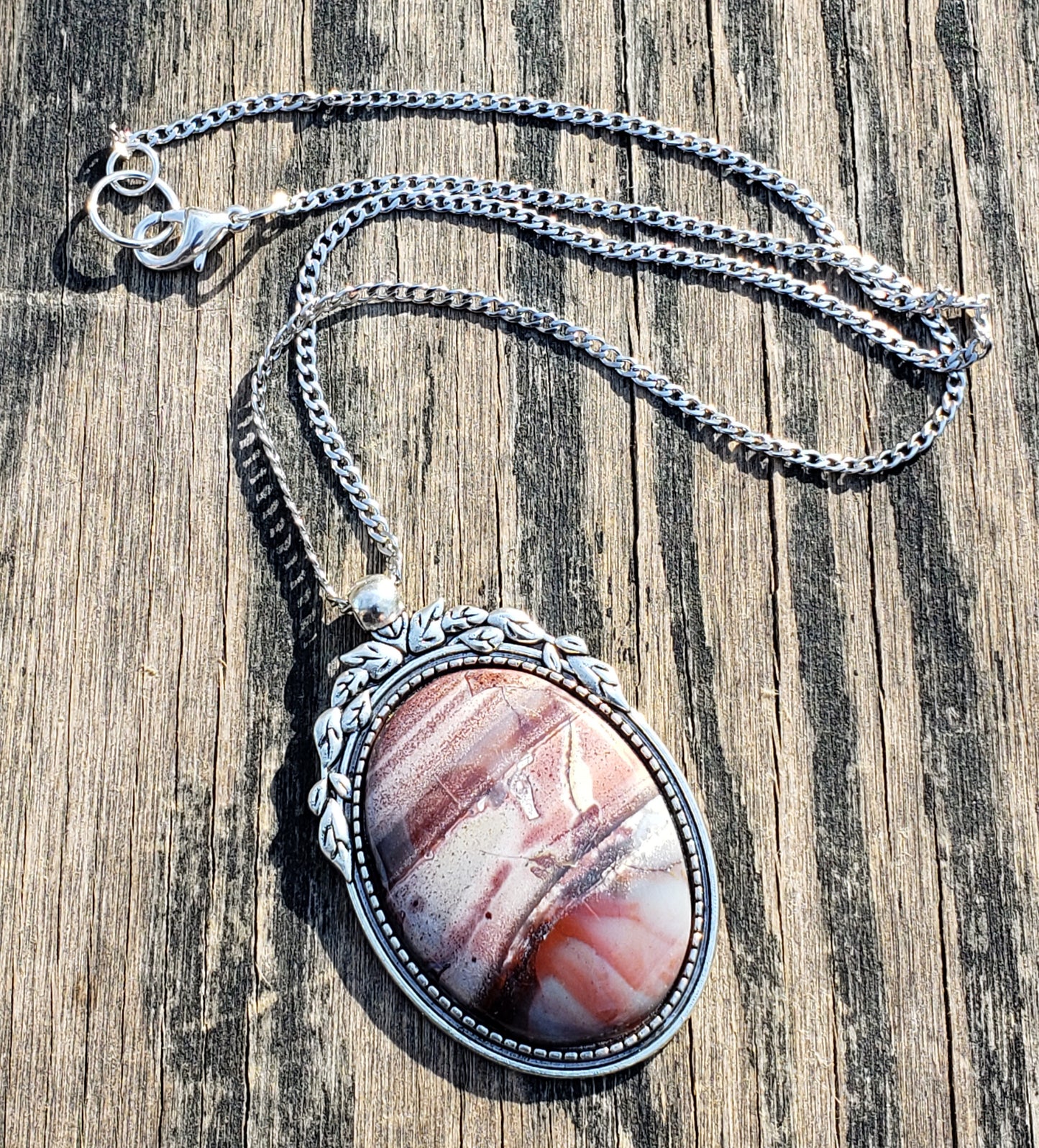 Sarape jasper necklace with 40×30 mm stone pendant with chain