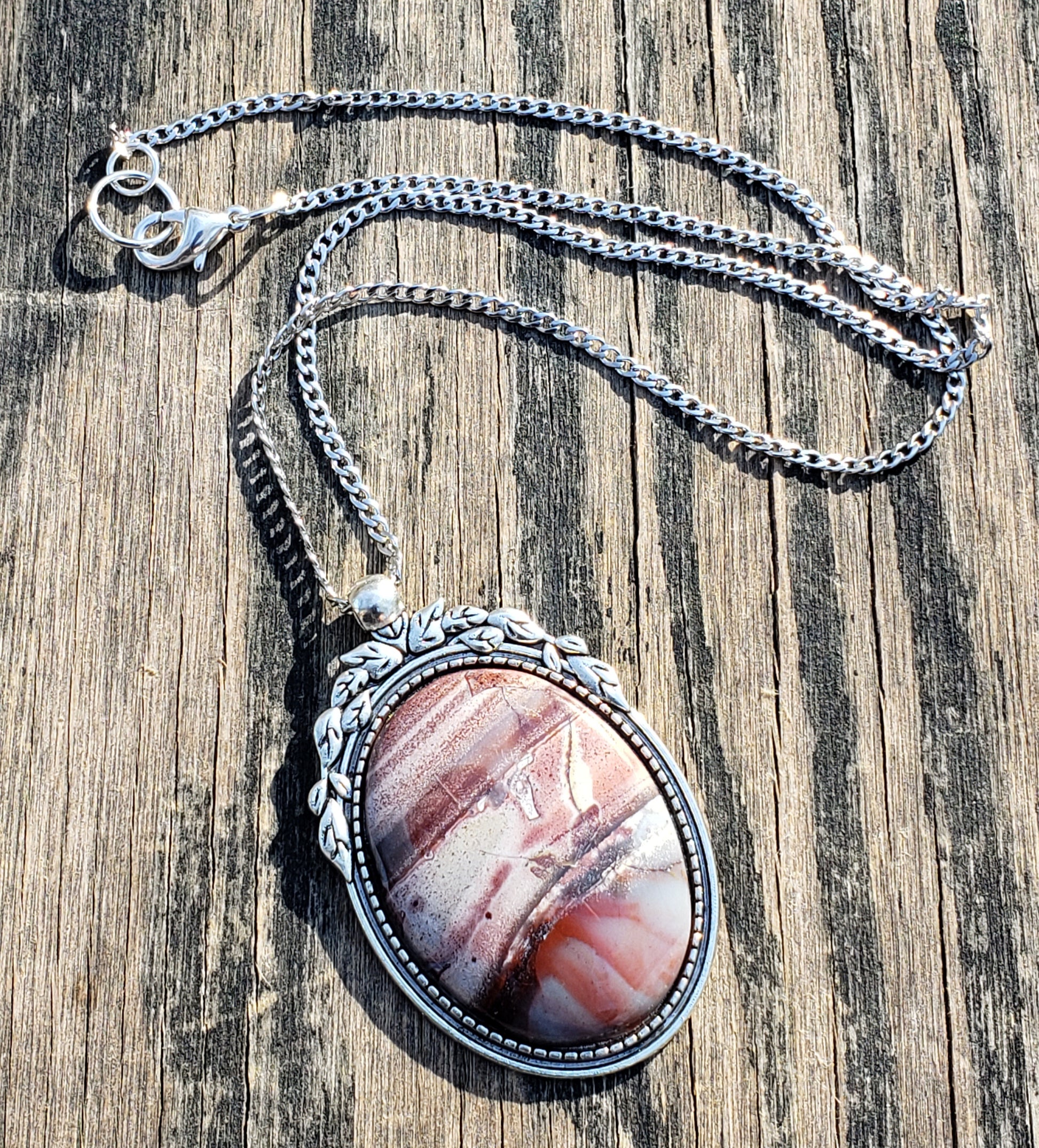 Sarape jasper necklace with 40×30 mm stone pendant with chain