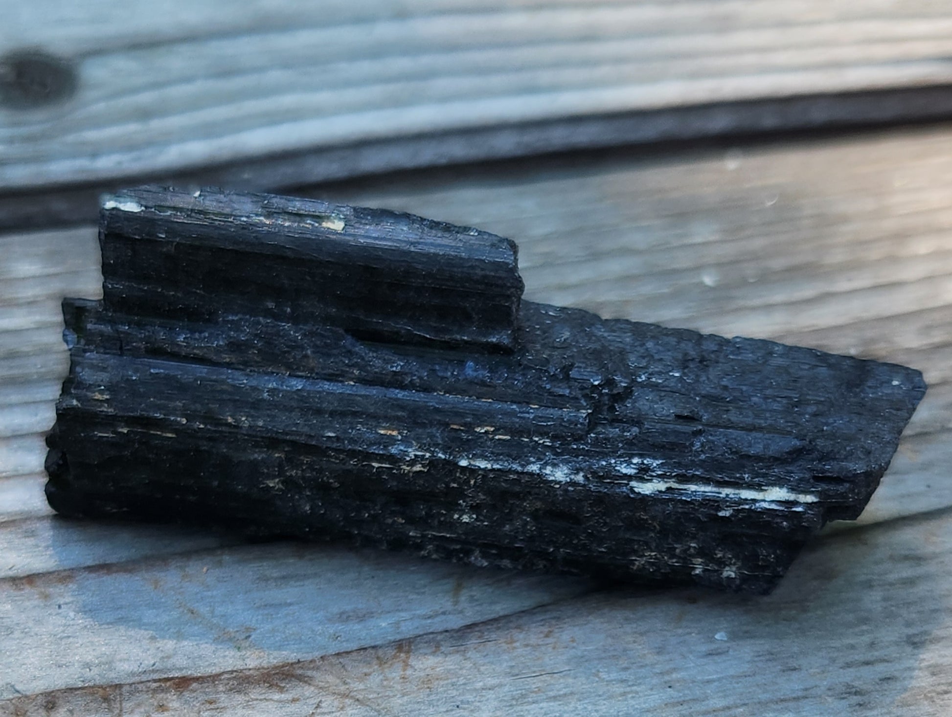 Natural schorl tourmaline specimen showing classic columnar crystal form, item RC430