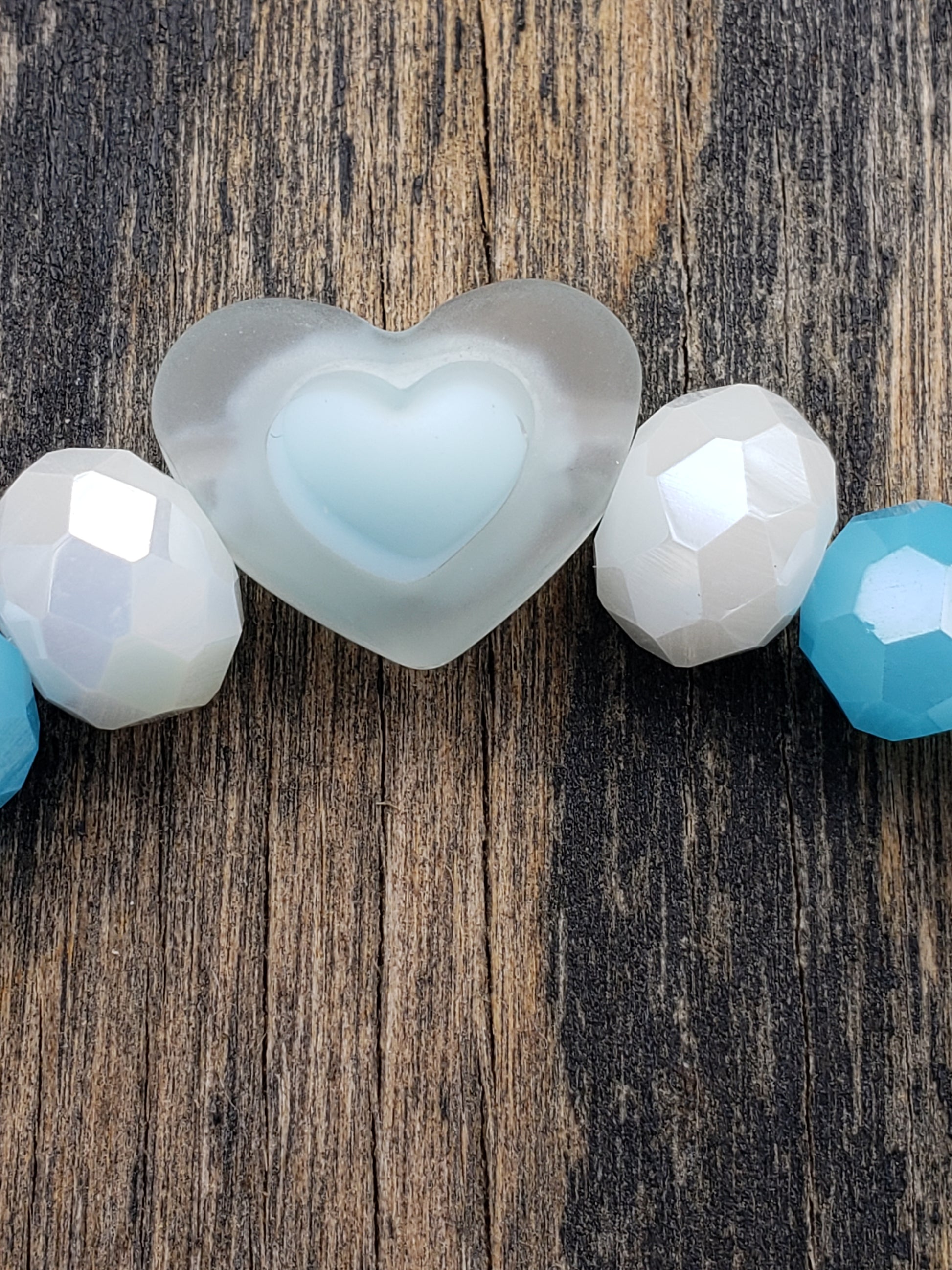 silicone turtle bracelet heart bead close up