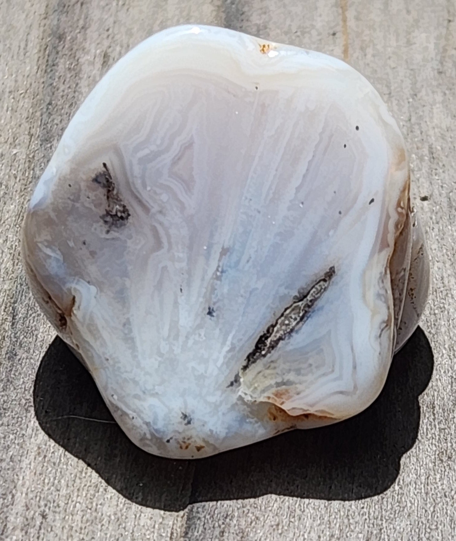 Polished gray and white chalcedony agate TA271