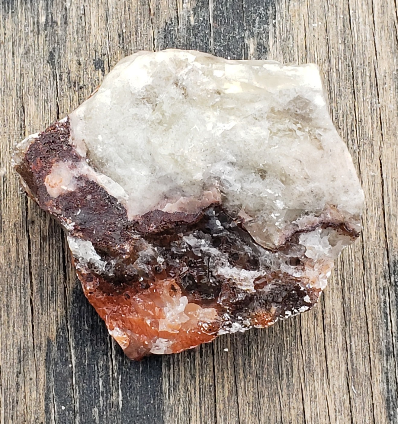 Natural tri-color calcite rough rock display piece