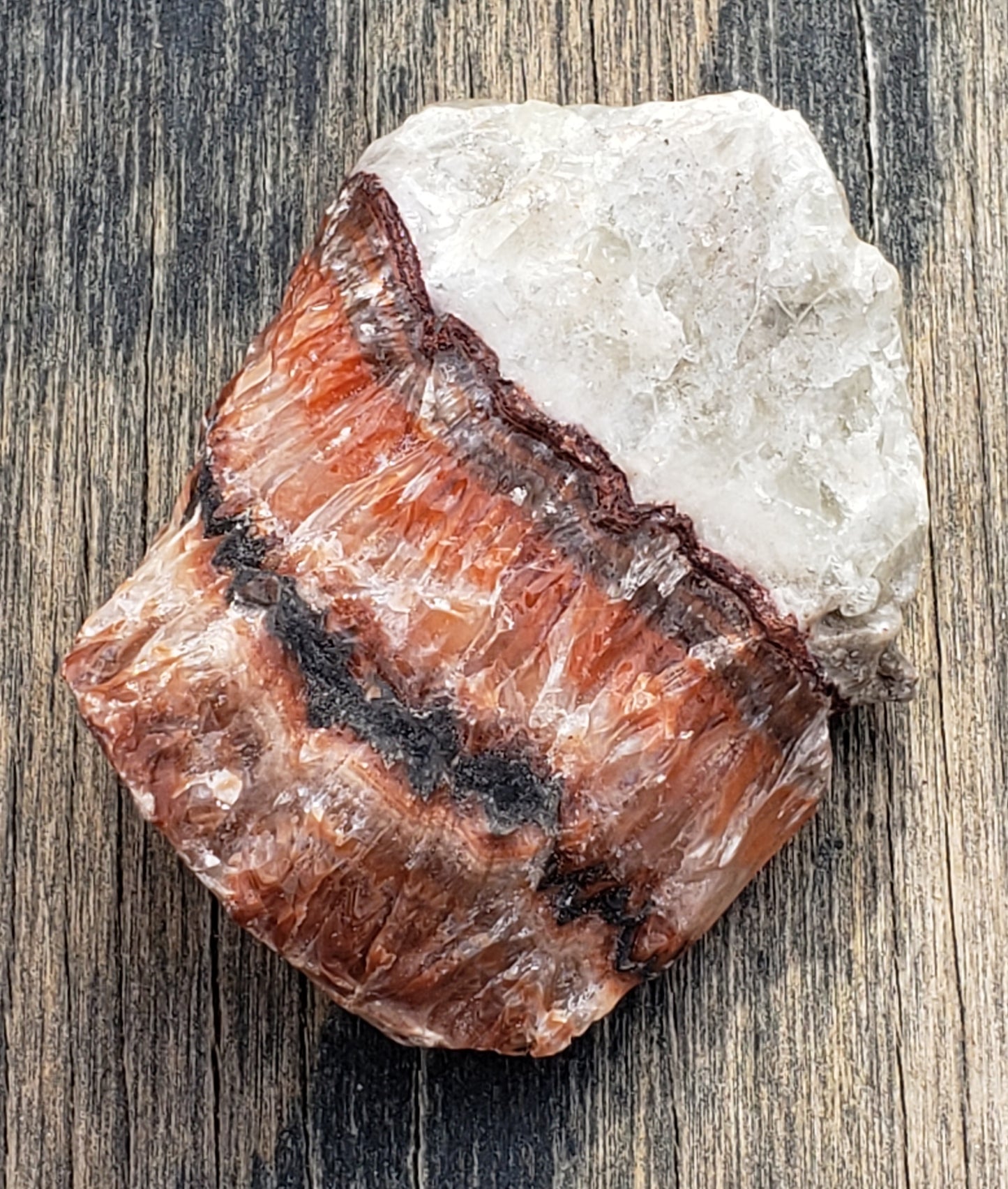 Natural colorful tri-color calcite mineral specimen