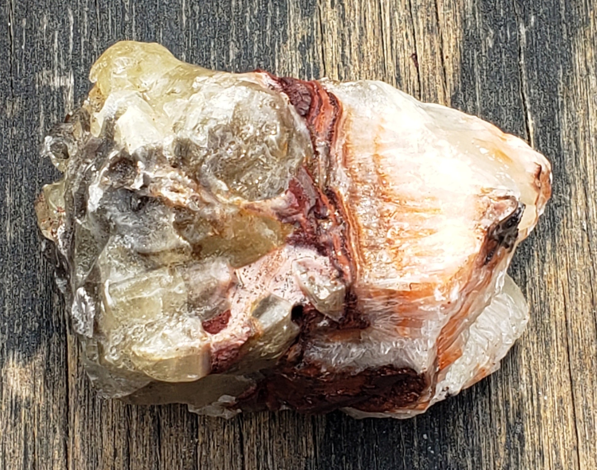 Tri-color calcite rough rock 