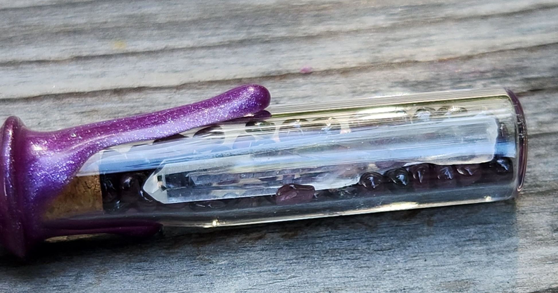 Handmade garnet necklace featuring tumbled garnet stones  and quartz close up