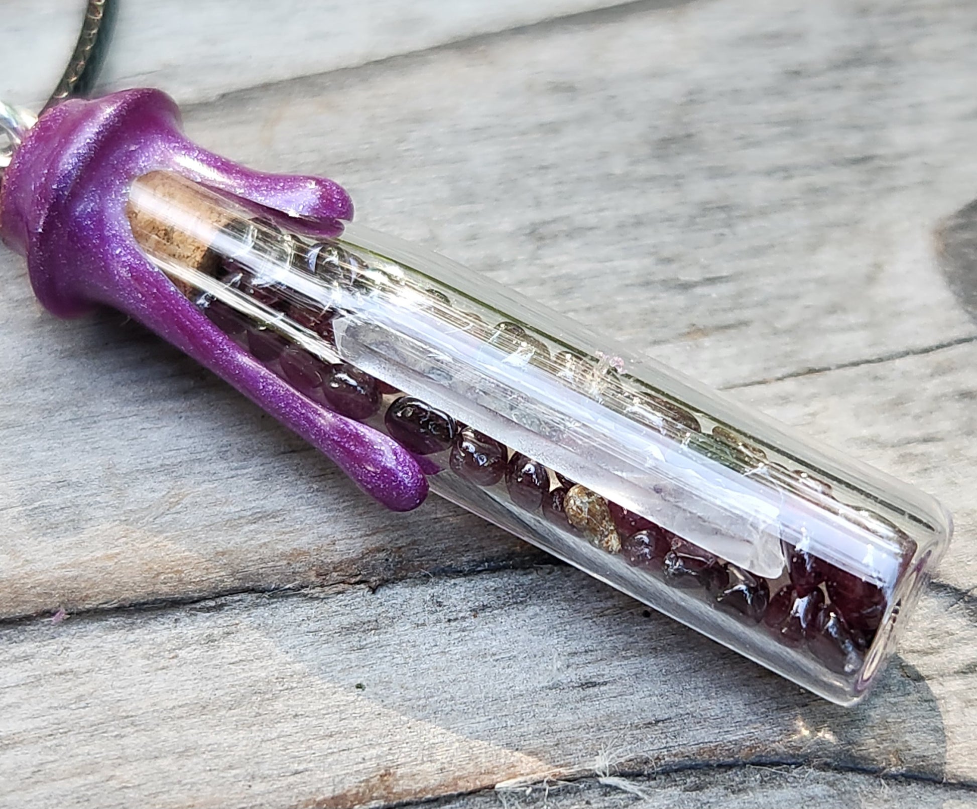 Handmade garnet necklace featuring tumbled garnet stones